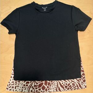 Ann Taylor Black Top with Patterned Hem